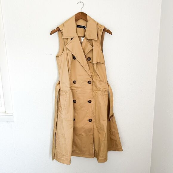 Lauren Ralph Lauren Twill Trench Dress Belted Sleeveless NWT Size 8 - Picture 11 of 13